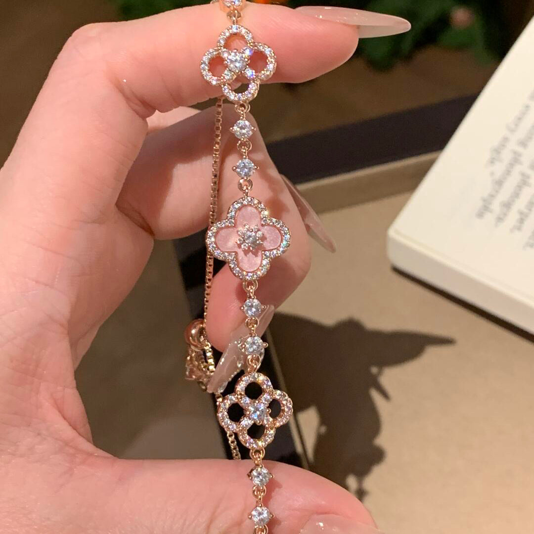 [Angela Jewelry]CLOVER 5 MOTIF PINK BLUE RED WHITE BRACELET