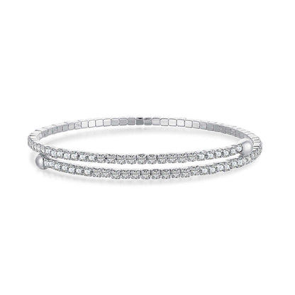 [Angela Jewelry]Row of Diamonds Round Fashion Bracelet