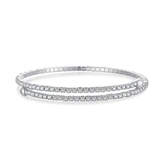 [Angela Jewelry]Row of Diamonds Round Fashion Bracelet