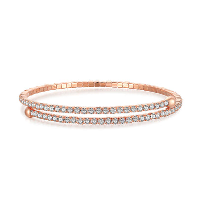 [Angela Jewelry]Row of Diamonds Round Fashion Bracelet