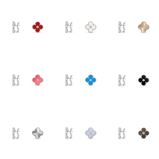 [Angela Jewelry]CLOVER SILVER 15MM MOP DIAMOND EARRINGS COLLECTION