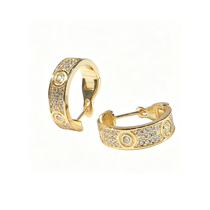 [Angela Jewelry]LOVE 5.5MM DIAMOND PAVED EARRINGS