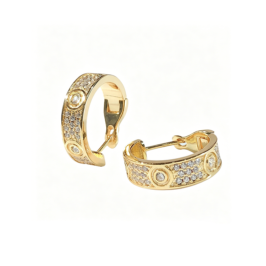 [Angela Jewelry]LOVE 5.5MM DIAMOND PAVED EARRINGS
