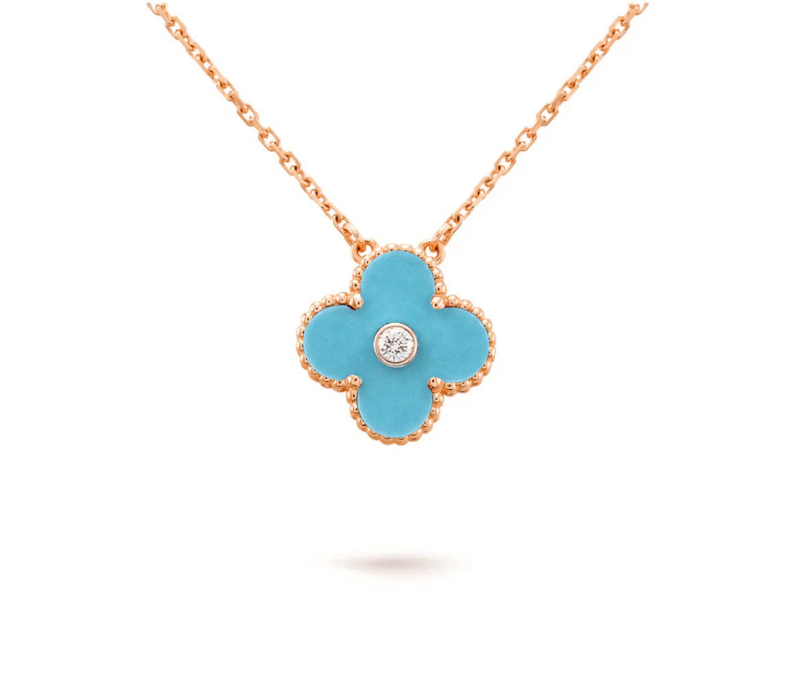 [Angela Jewelry]CLOVER 15MM DIAMOND SINGLE FLOWER NECKLACE COLLECTION