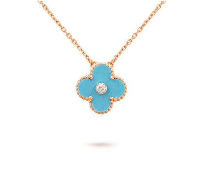 [Angela Jewelry]CLOVER 15MM DIAMOND SINGLE FLOWER NECKLACE COLLECTION