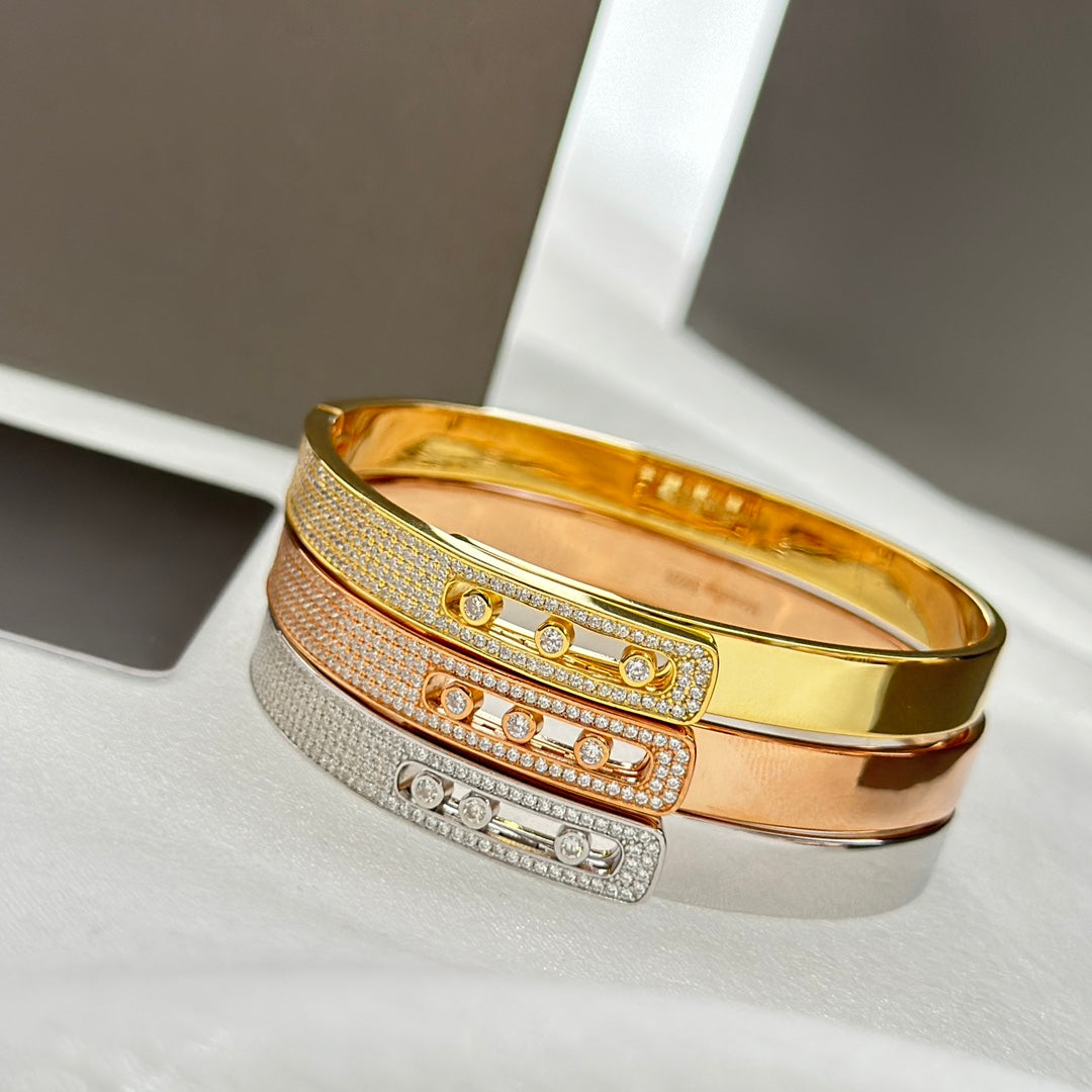 [Angela Jewelry]Move Noa Rose Gold Pavé Diamond Bangle Bracelet