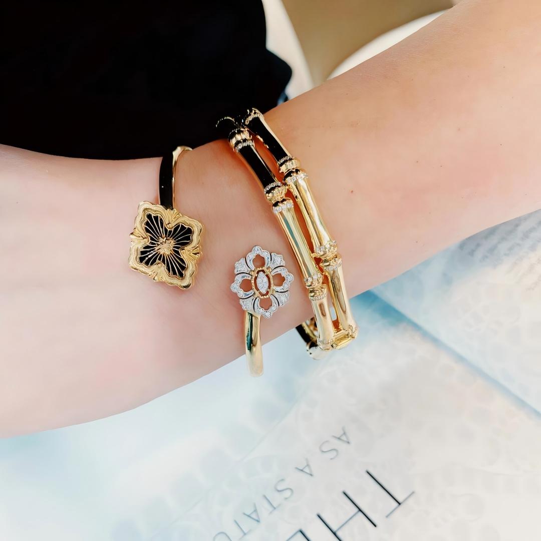 [Angela Jewelry]OPERA TULLE  GOLD BRACELET WITH ENAMEL BACKGROUND