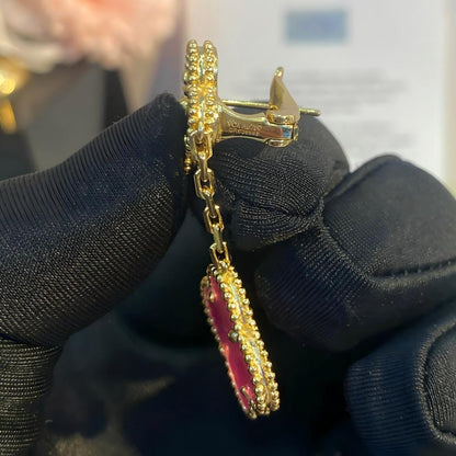 [Angela Jewelry]NEW CLOVER 2 MOTIF PINK ENAMEL EARRINGS