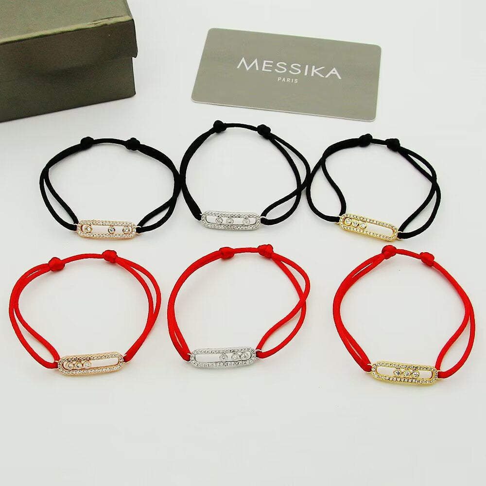 [Angela Jewelry]Messika Care(s) pink cord pavé bracelet