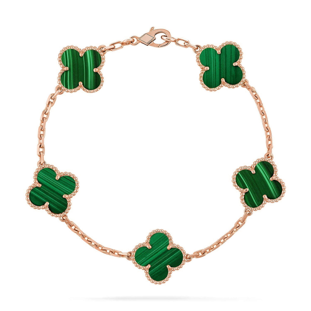 [Angela Jewelry] CLOVER 5 MOTIF MALACHITE BRACELET COLLECTION