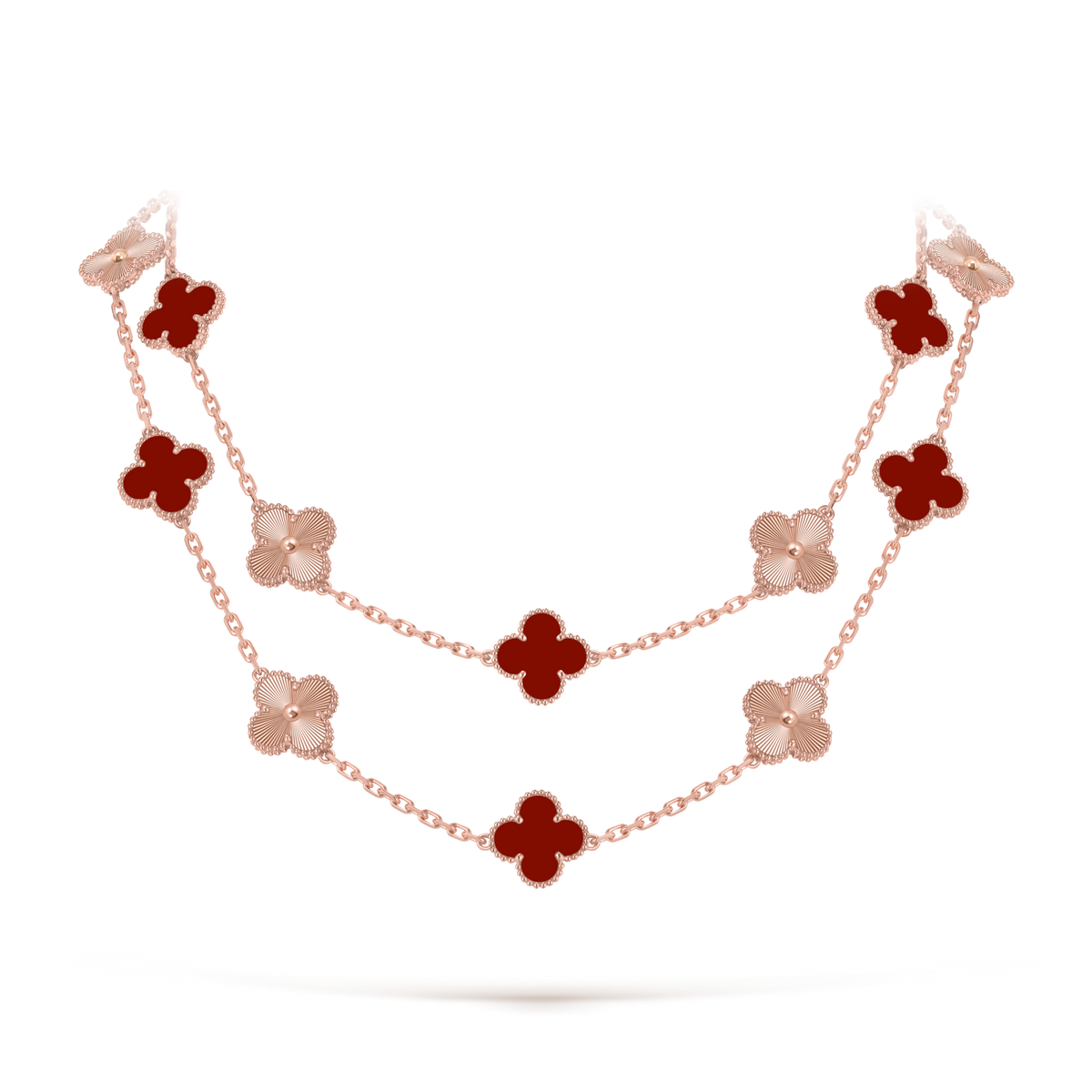 [Angela Jewelry]CLOVER 20 MOTIFS LASER CARNELIAN NECKLACE