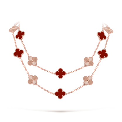 [Angela Jewelry]CLOVER 20 MOTIFS LASER CARNELIAN NECKLACE