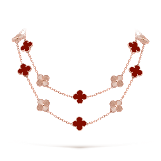 [Angela Jewelry]CLOVER 20 MOTIFS LASER CARNELIAN NECKLACE