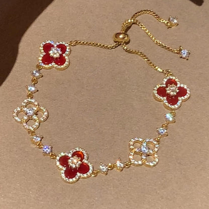 [Angela Jewelry]CLOVER 5 MOTIF PINK BLUE RED WHITE BRACELET