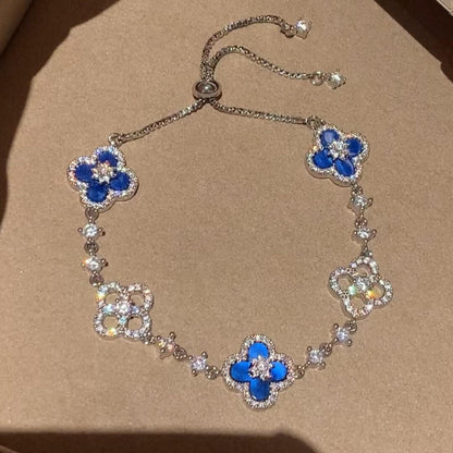 [Angela Jewelry]CLOVER 5 MOTIF PINK BLUE RED WHITE BRACELET