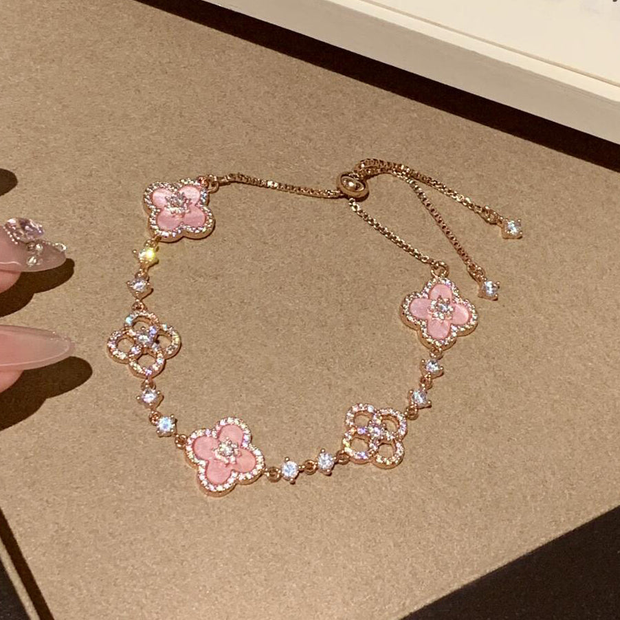 [Angela Jewelry]CLOVER 5 MOTIF PINK BLUE RED WHITE BRACELET