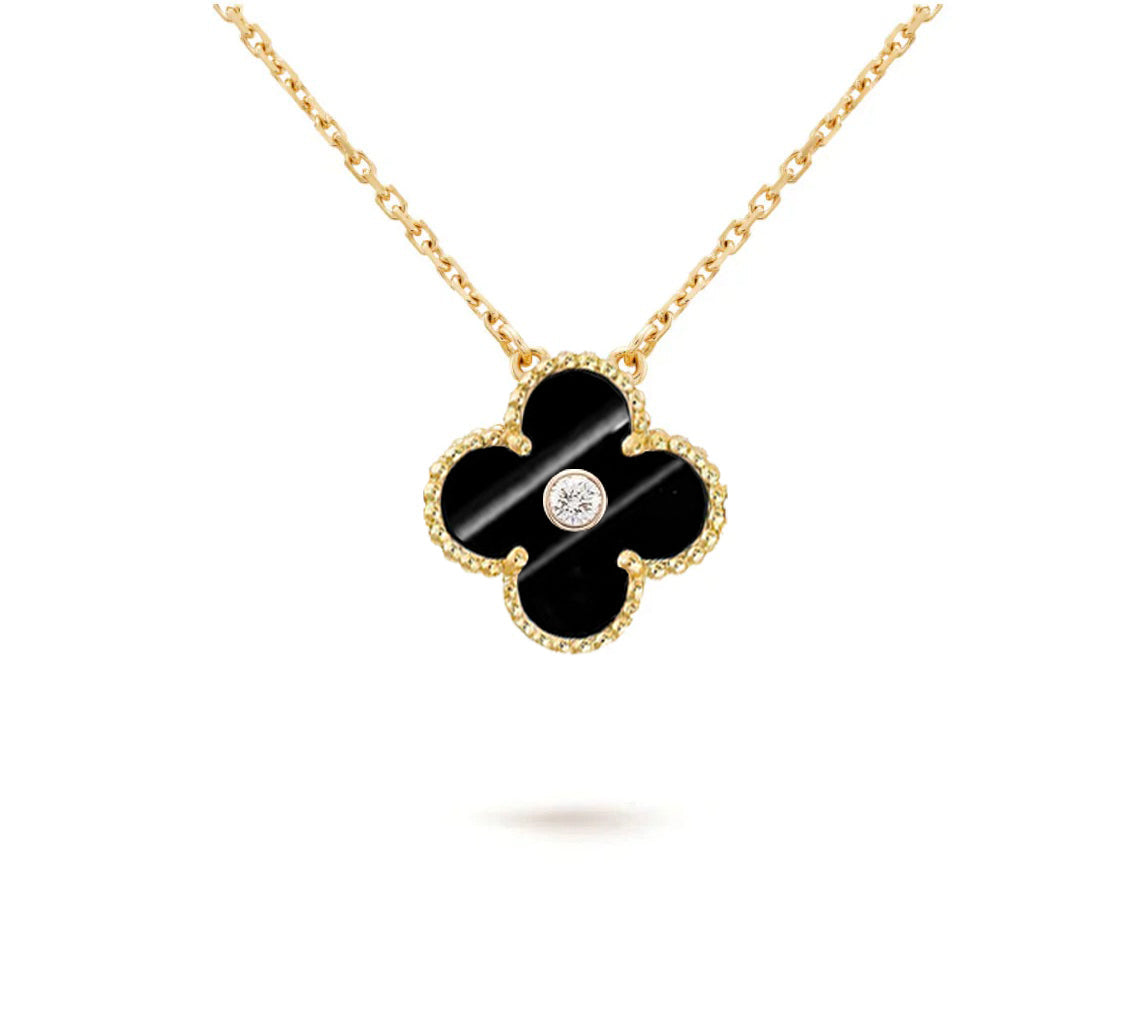 [Angela Jewelry]CLOVER 15MM DIAMOND SINGLE FLOWER NECKLACE COLLECTION