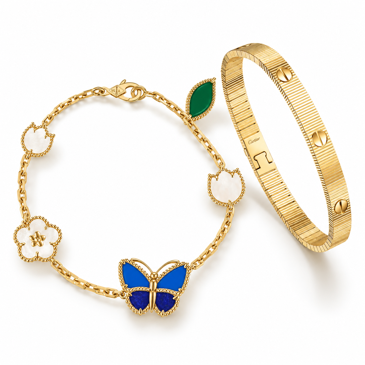 [Angela Jewelry] Lucky Spring Butterfly 5-Motif & LOVE Unlimited Bracelet Stack Set
