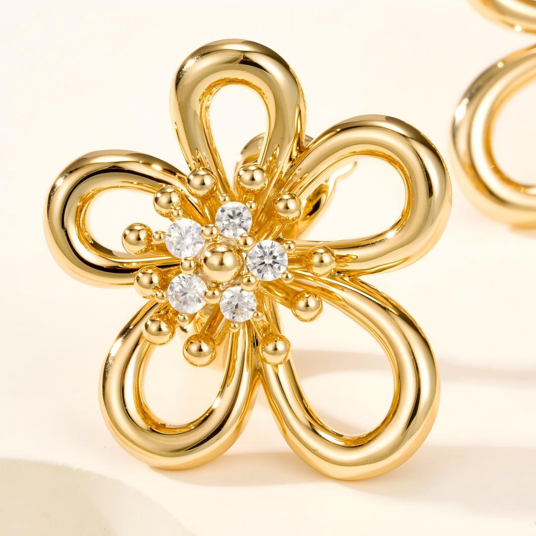 [Angela Jewelry] FLOWERLACE EARRING 5 DIAMONDS
