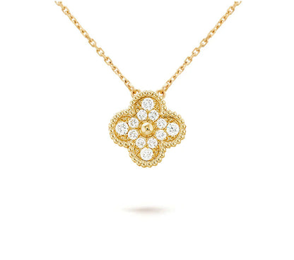 [Angela Jewelry]CLOVER 15MM DIAMOND SINGLE FLOWER NECKLACE COLLECTION