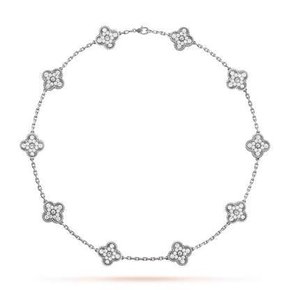 [Angela Jewelry]CLOVER 10 MOTIFS DIAMOND NECKLACE