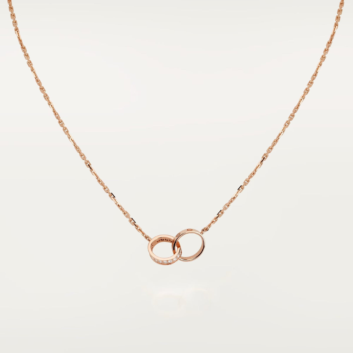 [Angela Jewelry]LOVE DOUBLE RING HALF DIAMOND NECKLACE