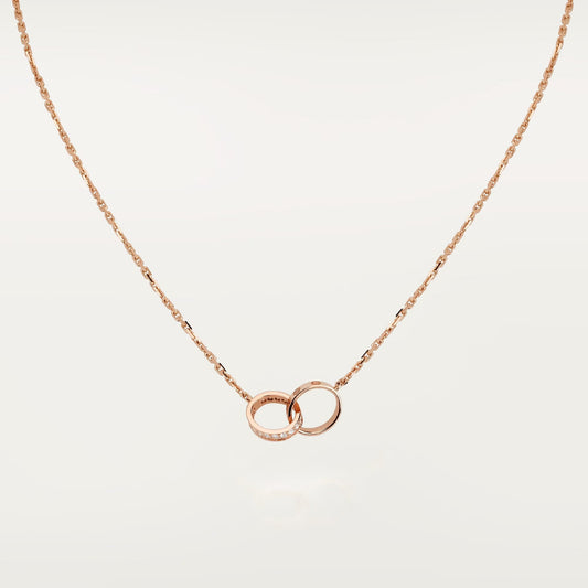 [Angela Jewelry]LOVE DOUBLE RING HALF DIAMOND NECKLACE