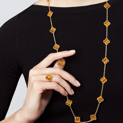 [Angela Jewelry]CLOVER 20 MOTIFS TIGER EYE ROSE GOLD