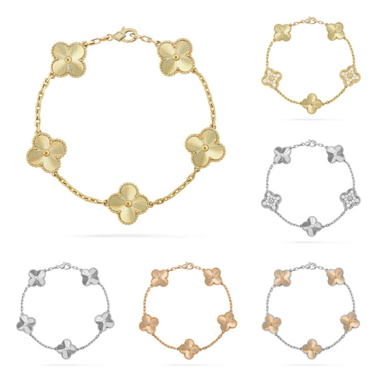 [Angela Jewelry] CLOVER 5 MOTIF LASER BRACELET COLLECTION