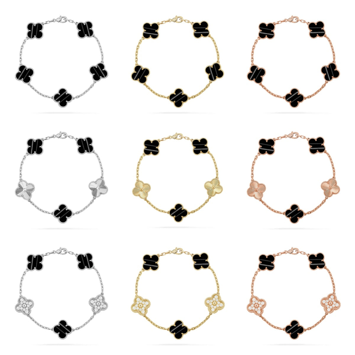 [Angela Jewelry] CLOVER 5 MOTIF PULSAR STONE BRACELET COLLECTION
