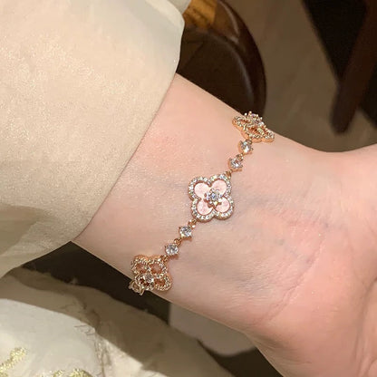 [Angela Jewelry]CLOVER 5 MOTIF PINK BLUE RED WHITE BRACELET