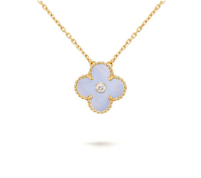 [Angela Jewelry]CLOVER 15MM DIAMOND SINGLE FLOWER NECKLACE COLLECTION