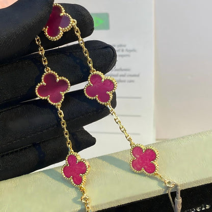 [Angela Jewelry]NEW CLOVER 5 MOTIFS PINK ENAMEL BRACELET