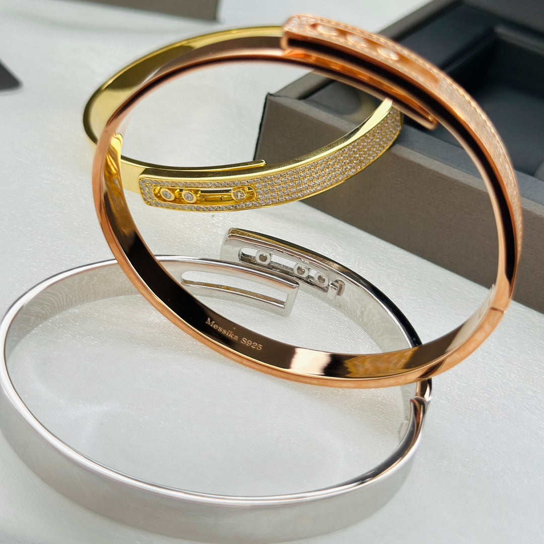 [Angela Jewelry]Move Noa Rose Gold Pavé Diamond Bangle Bracelet