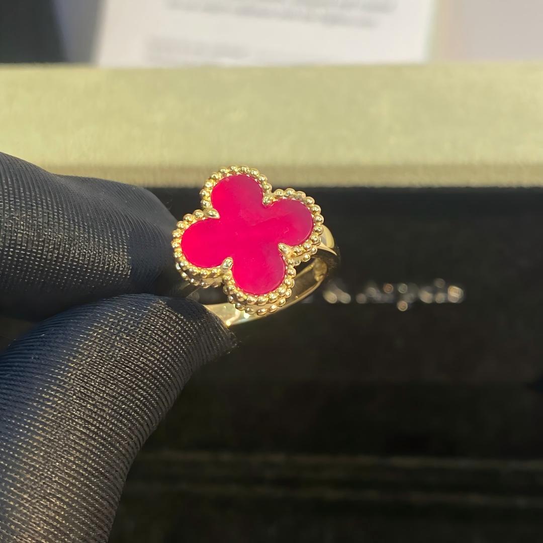 [Angela Jewelry]NEW CLOVER PINK ENAMEL RINGS