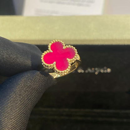 [Angela Jewelry]NEW CLOVER PINK ENAMEL RINGS