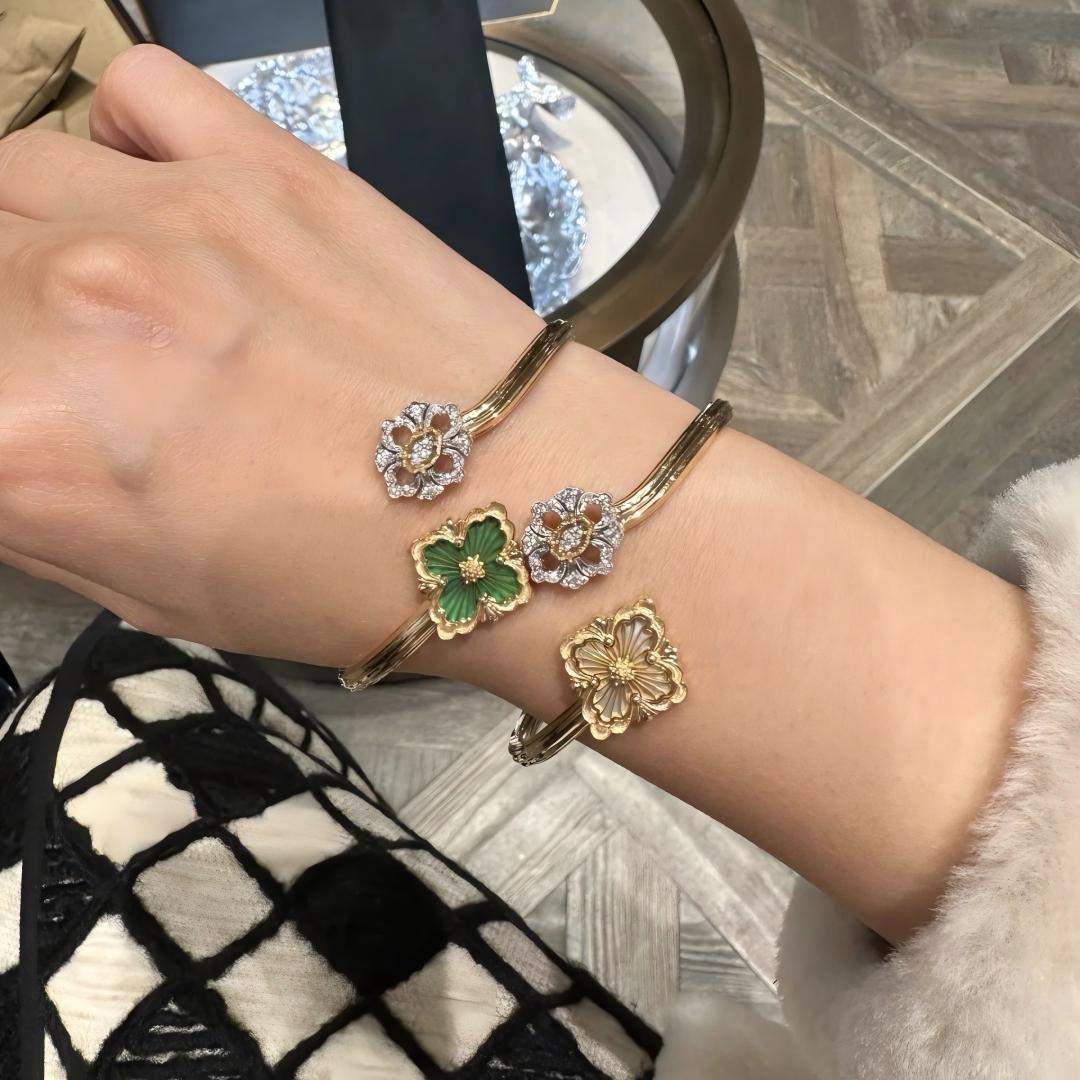[Angela Jewelry]OPERA TULLE  GOLD BRACELET WITH ENAMEL BACKGROUND