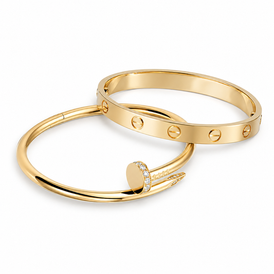 [Angela Jewelry] LOVE Classic & JUSTE Diamond Bracelet Stack Set