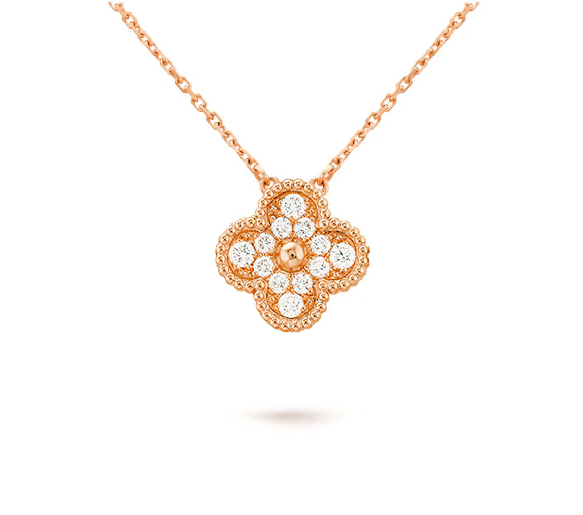 [Angela Jewelry]CLOVER 15MM DIAMOND SINGLE FLOWER NECKLACE COLLECTION
