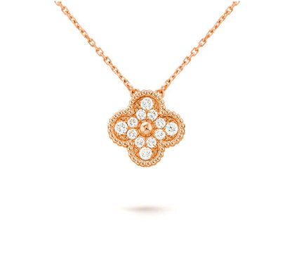 [Angela Jewelry]CLOVER 15MM DIAMOND SINGLE FLOWER NECKLACE COLLECTION