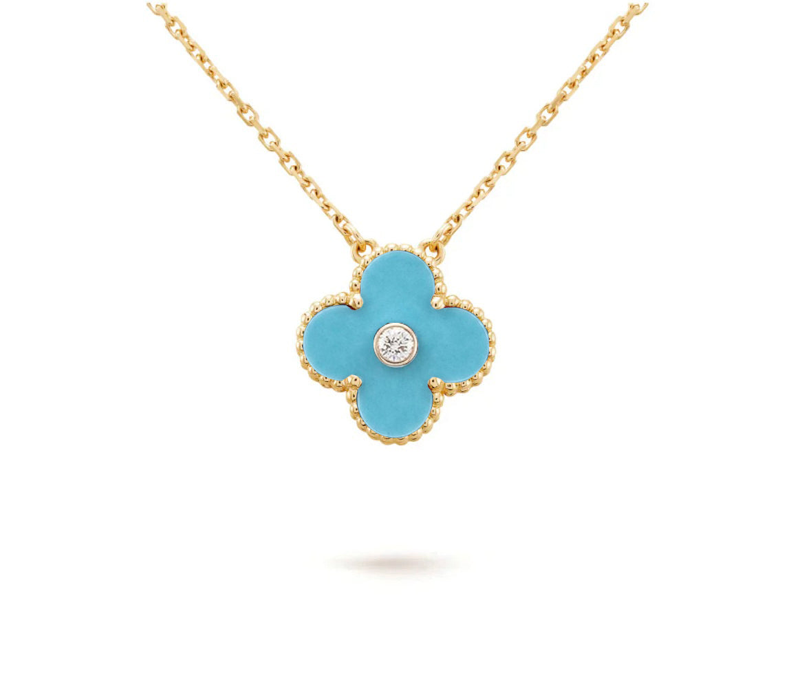 [Angela Jewelry]CLOVER 15MM DIAMOND SINGLE FLOWER NECKLACE COLLECTION