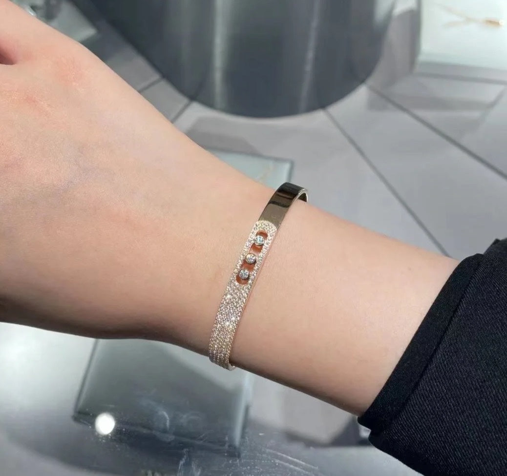 [Angela Jewelry]Move Noa Rose Gold Pavé Diamond Bangle Bracelet