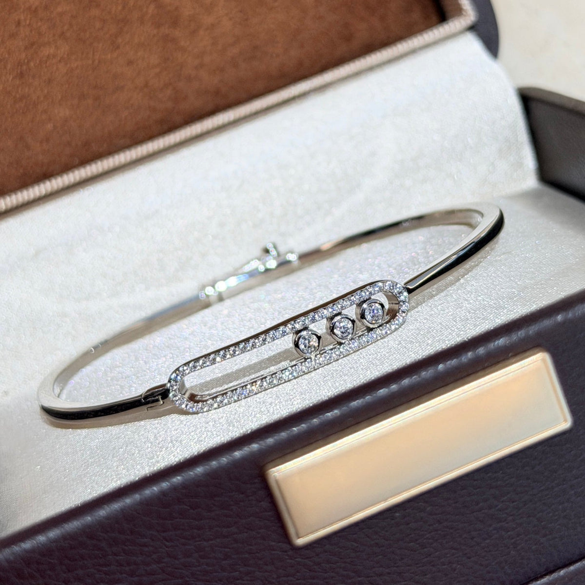 [Angela Jewelry]Move Pavé Diamond Bangle Bracelet M