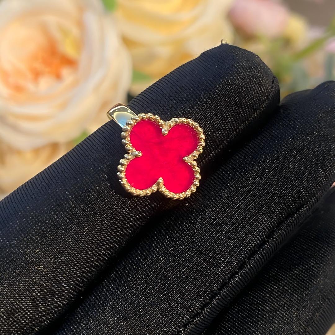 [Angela Jewelry]NEW CLOVER PINK ENAMEL RINGS