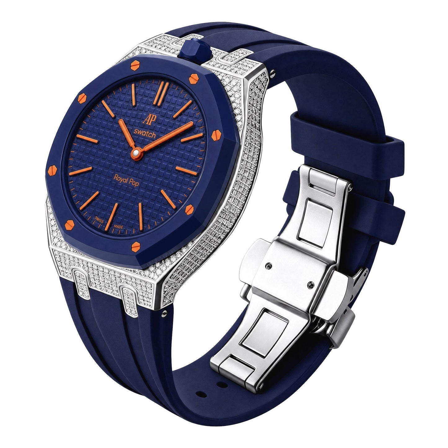 Royal Oak Pop Exclusive Steel Case With Diamond(Moissanite) & Silicone Strap