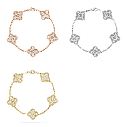 [Angela Jewelry] CLOVER 5 MOTIF FULL DIAMOND BRACELET COLLECTION
