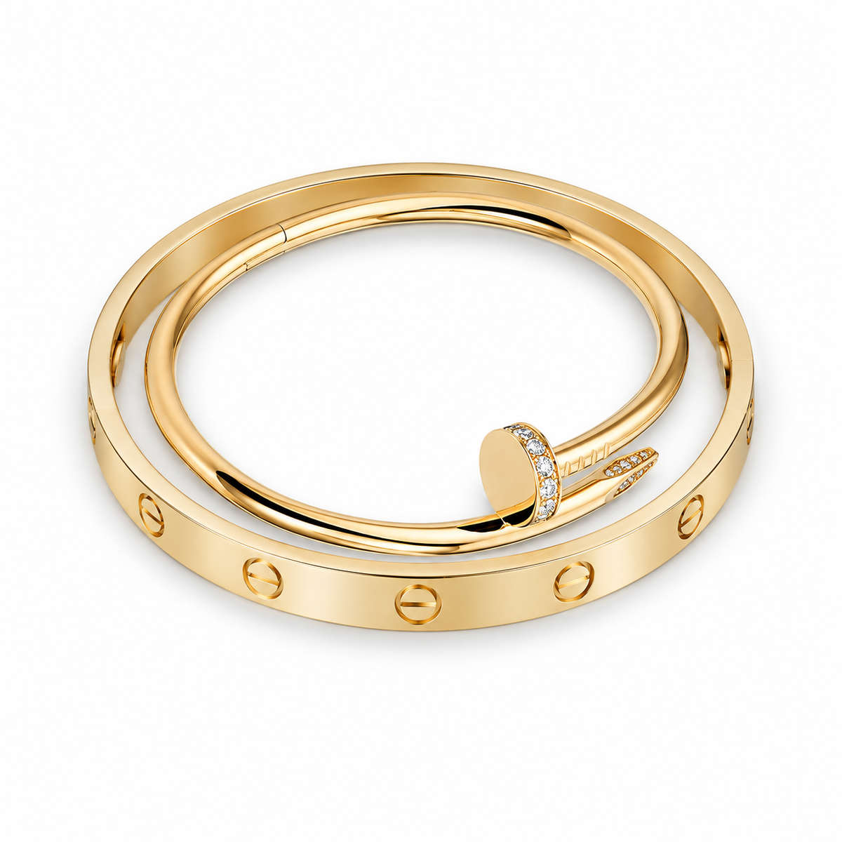 [Angela Jewelry] LOVE Classic & JUSTE Diamond Bracelet Stack Set