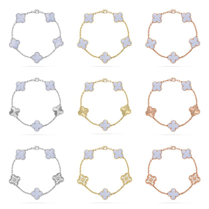 [Angela Jewelry] CLOVER 5 MOTIF PURPLE CHALCEDONY BRACELET COLLECTION