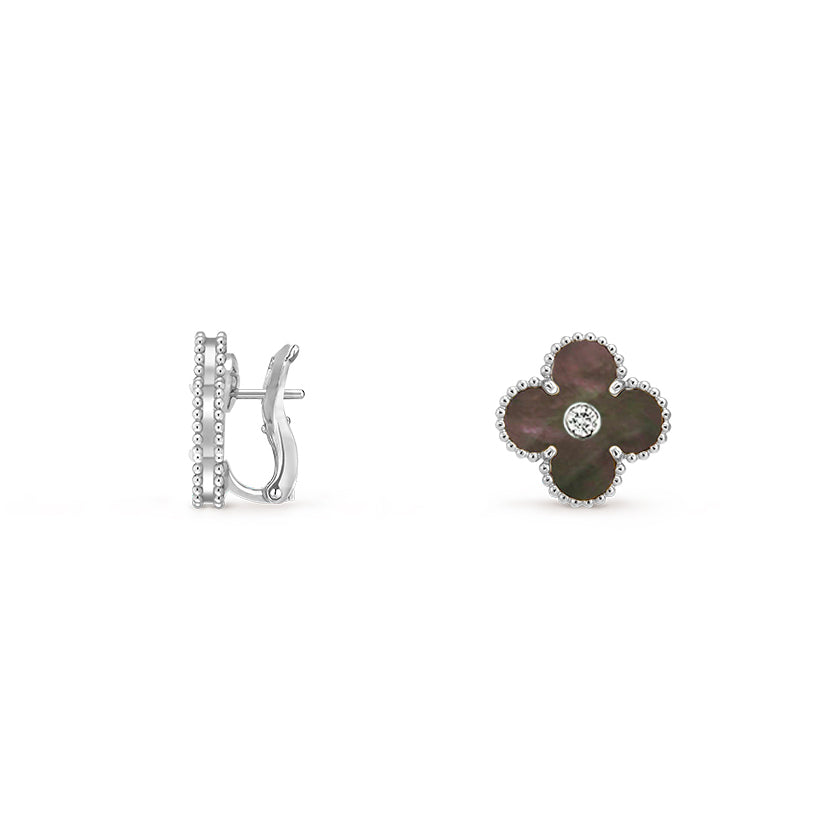 [Angela Jewelry]CLOVER SILVER 15MM MOP DIAMOND EARRINGS COLLECTION