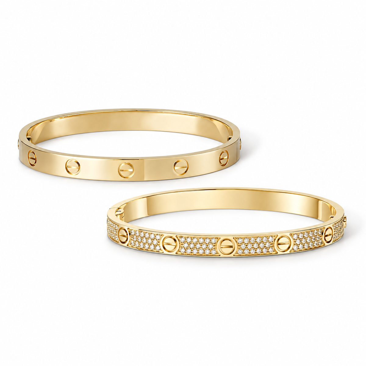 [Angela Jewelry] LOVE  Classic & Diamond-Paved Bracelet Stack Set